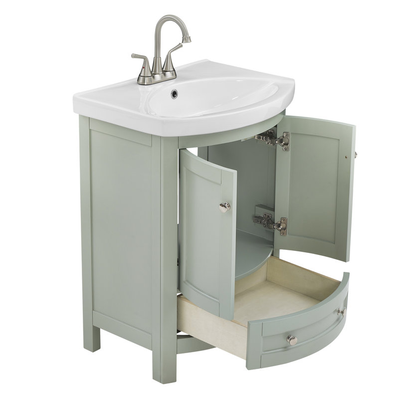 Thibeault 24'' Single Bathroom Vanity with Ceramic Top, Gray