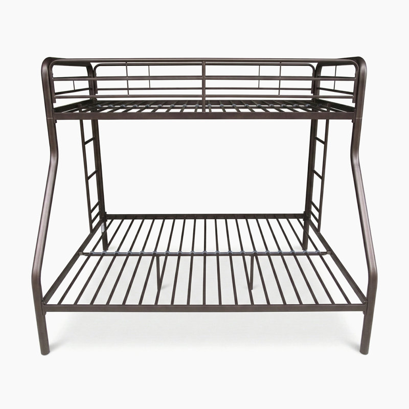 Jareth Modern & Contemporary Metal Twin over Full Bunk Bed with Protective Guard Rails & Integrated Ladder, Twin/Full