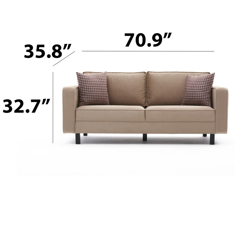 2-Seat Loveseat Sofa With Beech Wood Legs, Light Cream