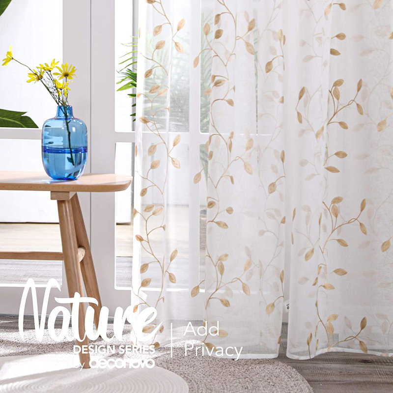 Janda Sheer Curtain Pair, 52" W x 108" L, Beige