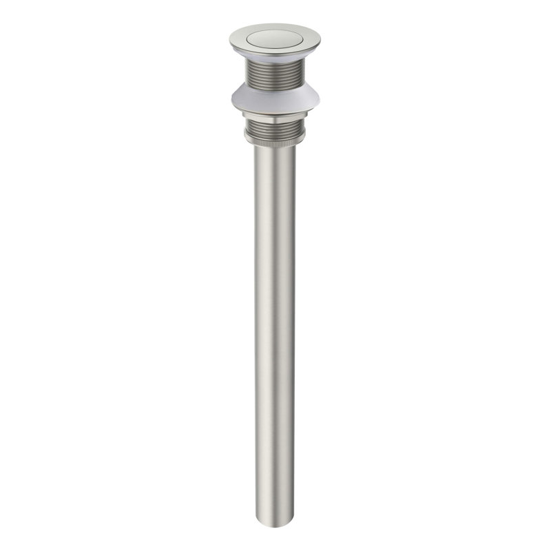 Bathroom Sink Pop Up Drain Stopper with 12" tailpiece, without Overflow, Brushed Nickel