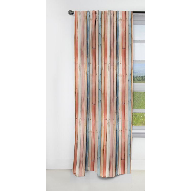 Farmhouse Planks Pink Striped Pattern I - Stripped Striped Blackout Curtain - 1 Panels, 52" W x 84" L