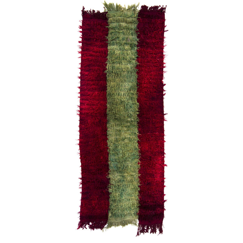 Tapis rétro «Filikli» en laine, rouge et vert