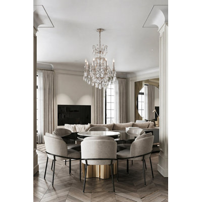 8-Light Pewter Chandelier With Clear Crystal Accents