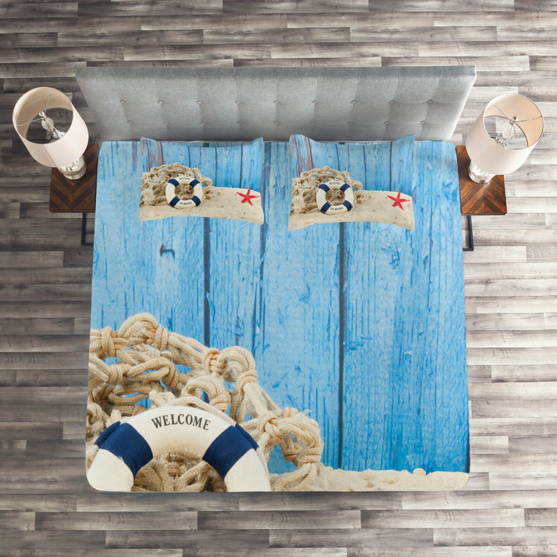 Buoy Coastal Polyester Coverlet, King Bedspread + 2 Shams