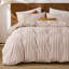 Ensemble d'édredon rayé pour grand lit 3 pièces 100% coton avec motif à rayures verticales beige et terre cuite, ensemble de literie réversible léger et doux pour toutes les saisons-123262333-123262334