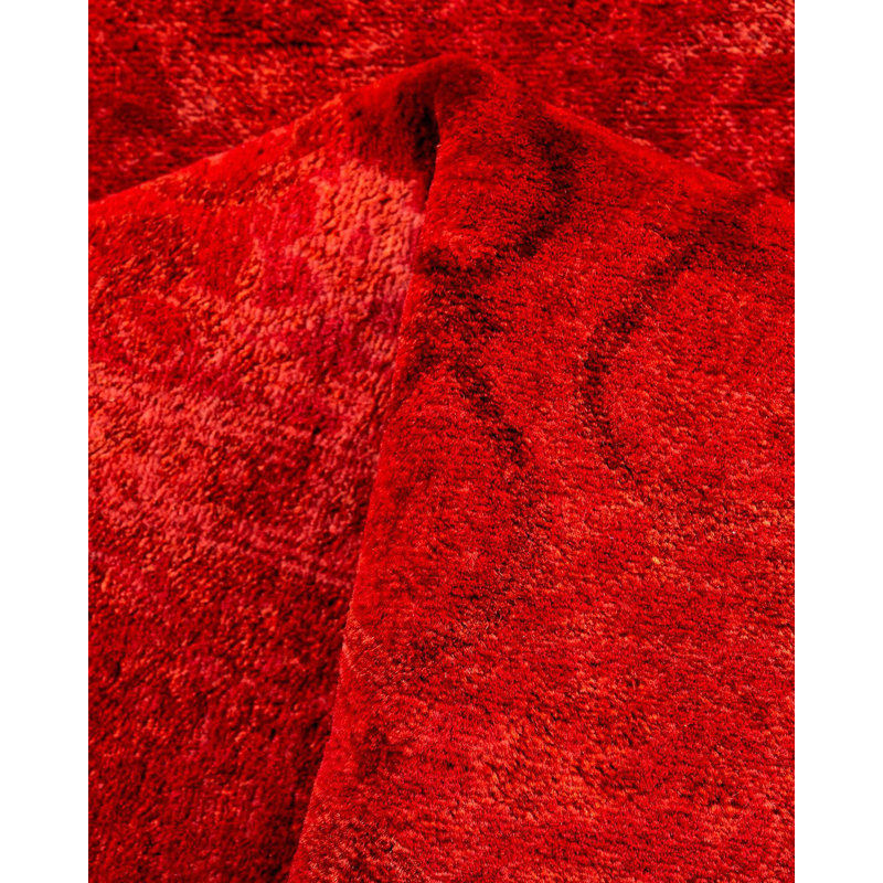 Hand-Knotted Red Wool Runner Rug 3' x 9'