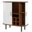 Armoire à vin cannelée avec support à vin à 8 grilles, 5 tablettes réglables à 5 niveaux, 2 porte-verres, portes tambour coulissantes, 4 espaces de rangement cachés sur le côté, station de café moderne-129434460