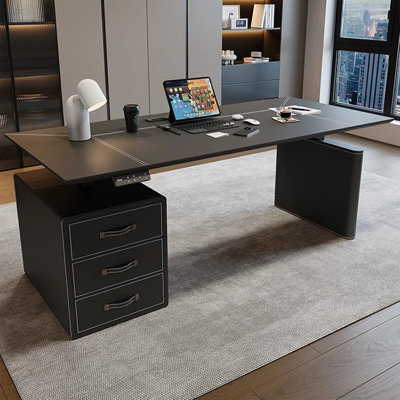 Bureau électrique à hauteur réglable avec armoire