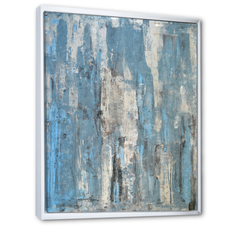 Art moderne gris et bleu II 2FL47705, H 20 po x l 12 po x P 1 po, Cadre blanc