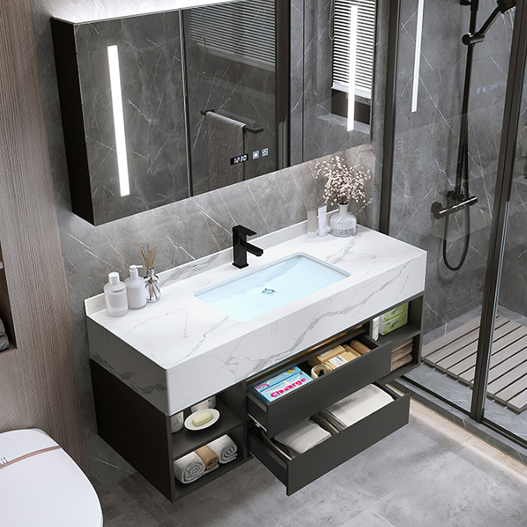 Gorana 39.4'' Single Bathroom Vanity with Cultured Marble Top