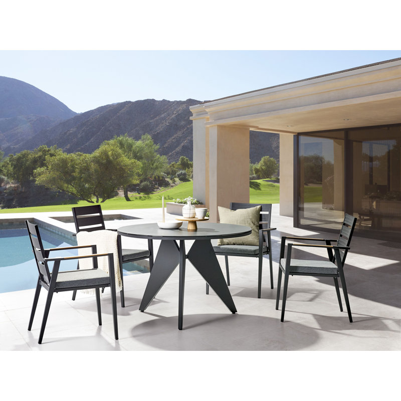 Charielle Round Metal Outdoor Dining Table , 110cm cm W 110cm cm D
