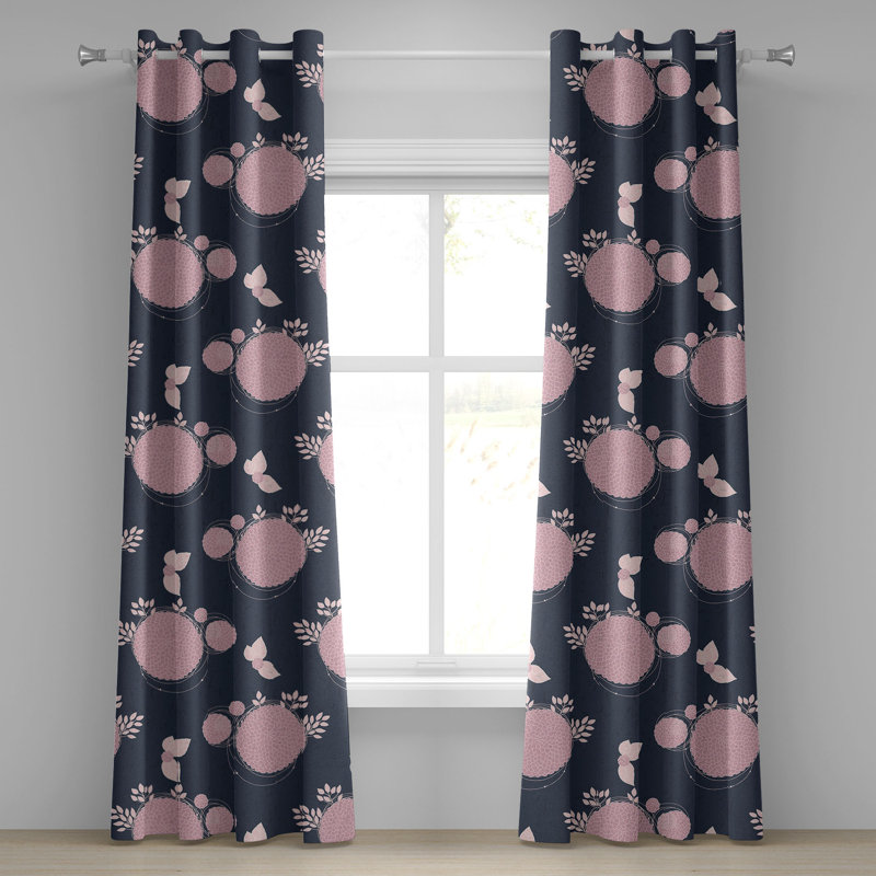 Rideau à œillets Dakota Fields Spring Spring Hydrangea Bloom 50 po x 54 po rose pâle et indigo foncé, L 50 po x L 108 po
