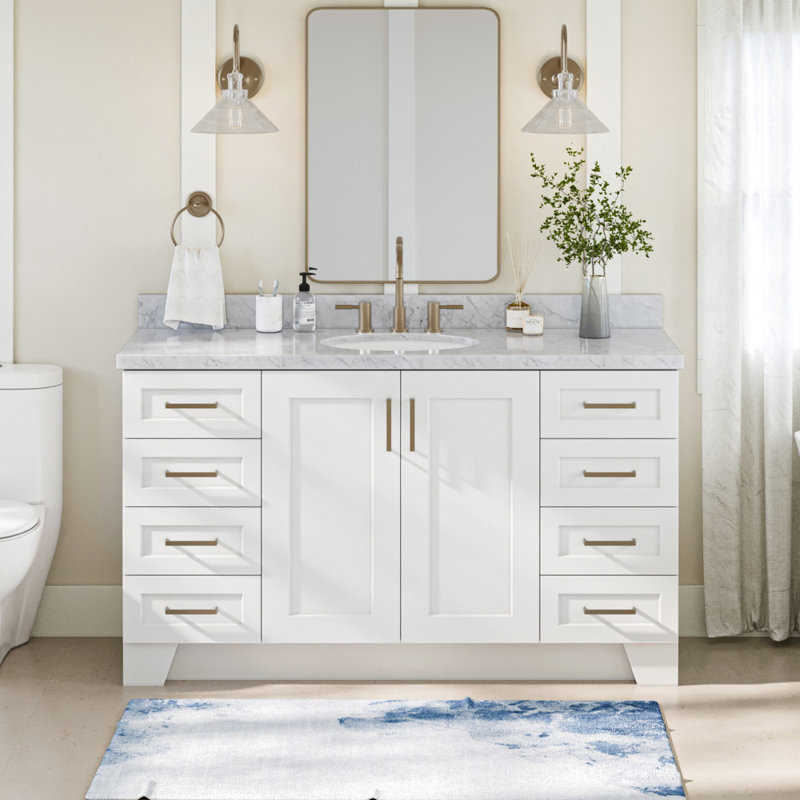 ARIEL TAYLOR 61 IN RECTANGLE SINK VANITY, Oval, White