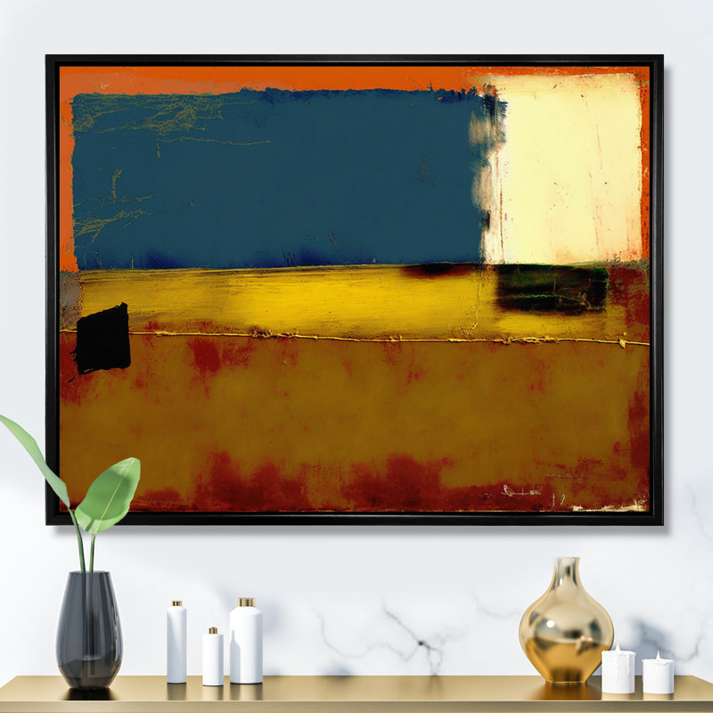 «Blue Sky Above Redend Point VII», art mural abstrait sur toile, L 20 po x H 12 po, Cadre flottant noir