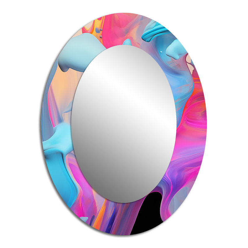 Paint Fusion V - Grand miroir mural ovale sur métal, H 40 po x l 30 po
