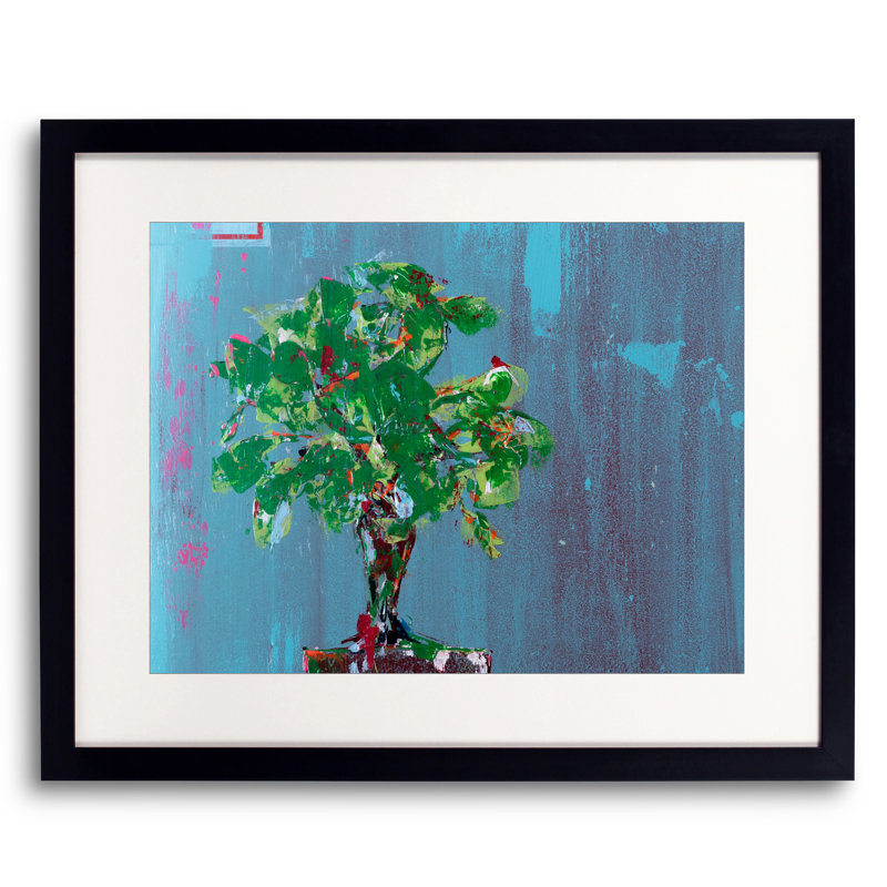 Bonsai Stripes par Jphono 1 - Peinture, H 17,25 po x l 21,25 po, Papier avec cadre noir