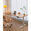 Bureau debout électrique à hauteur ajustable avec plateau en bois massif et structure blanche-893453746
