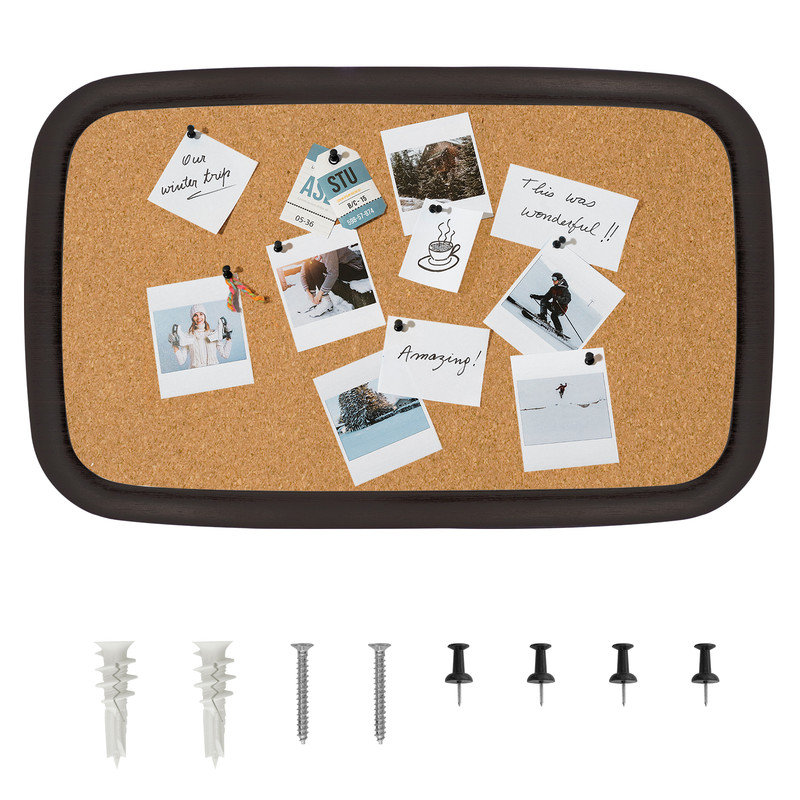 Cork Board with Thumbtacks for Walls with Frame, 30" H x 19" L