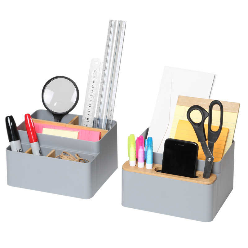 Bamboo & Plastic Desk Organizer