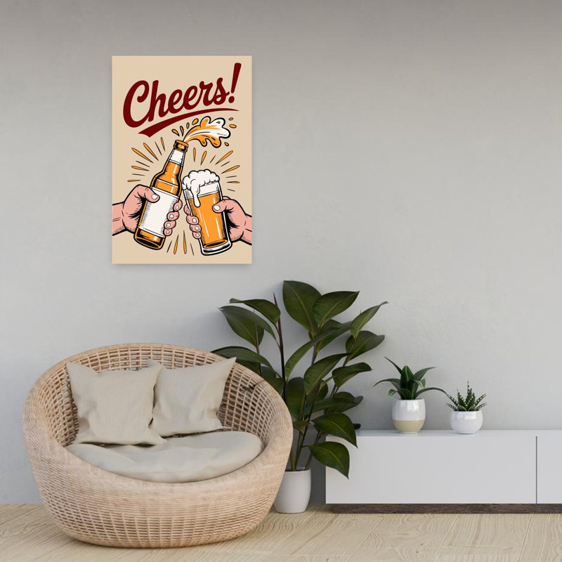 «Golden Beer Cheers», art mural rétro rétro, H 24 po x l 16 po
