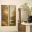 Paysage d'automne avec embarcation rustique en barque, ensemble de 2 reproductions d'art encadrées sur toile 60 po x 20 po x 2 pièces-99711433-99711434