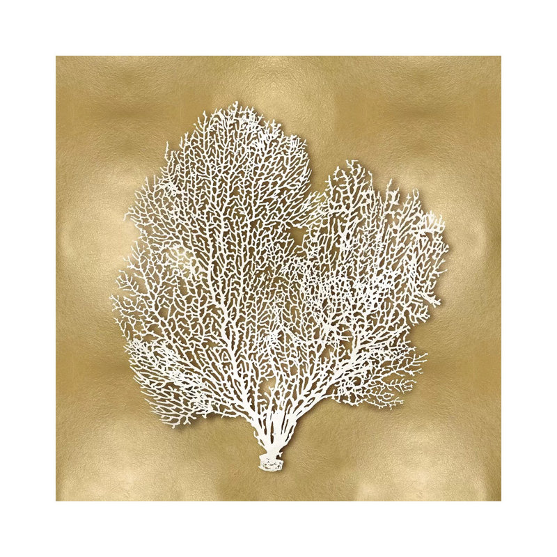 Sea Fan On Gold II by Caroline Kelly - Wrapped Canvas Print, 45.72 cm H x 45.72 cm W x 1.91 cm D