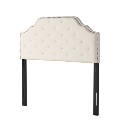 Fabric Headboard For Queen And Full Sized Bedrooms, Button With Hipster Diamond Stitch Accents, Charming Nailhead Accents Details,