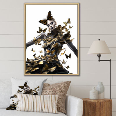 «Contemporary Glam Butterfly Woman» en noir - imprimé