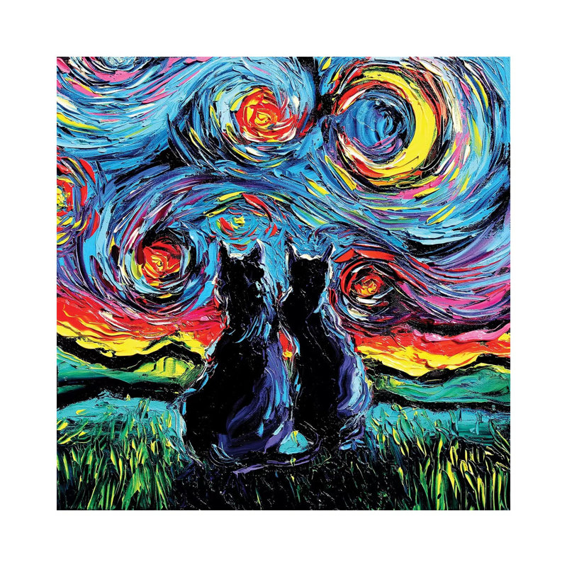 «Van Gogh's Cats» par Aja Trêves - reproduction d'art, Toile tendue, H 26 po x l 26 po x P 1,5 po