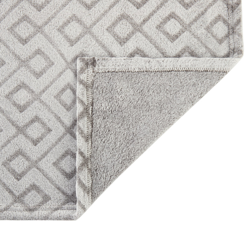 Jeté en sherpa Soft Lux, Gris / blanc