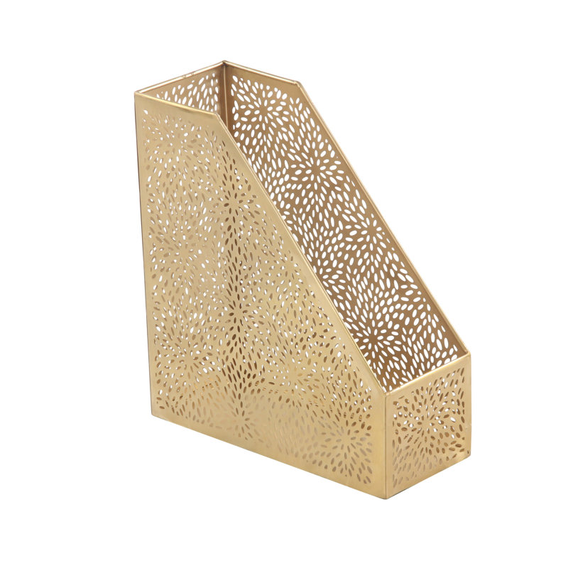 Modern Perforated Design Open Box Magazine Rack