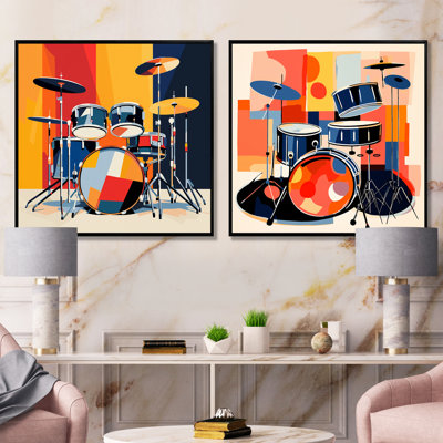 Druming Groove I - ensemble de 2 reproductions d'art sur toile