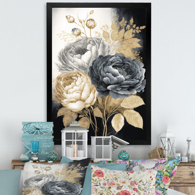 White Gold And Black Rose Bouquet II White Gold And Black Rose Bouquet II  Print