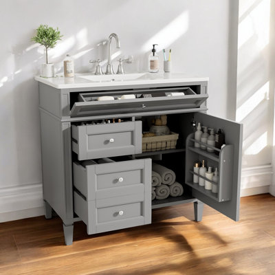 Meuble-lavabo simple 36 po avec comptoir en céramique, assemblage requis