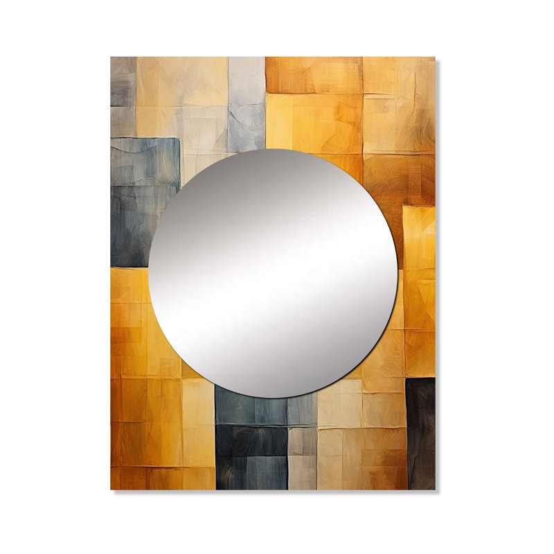 Myrah Topaz Tessellation - miroir mural formes abstraites, miroir décoratif jaune, impression d'art en métal, 40 po x 30 po