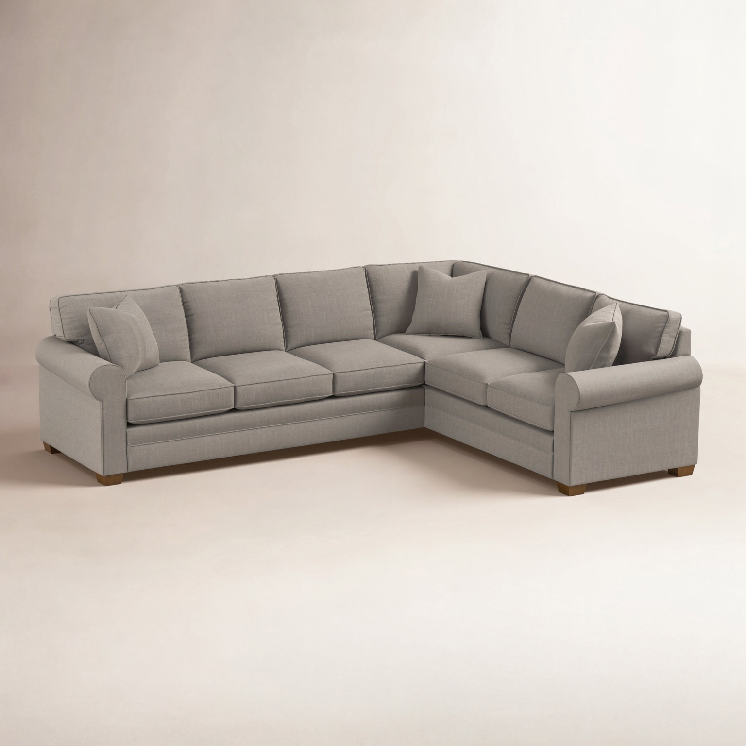 Bedford Upholstered L-Sectional, Havana Finish, Stone Crypton Performance; 0884-83, Right Hand Facing