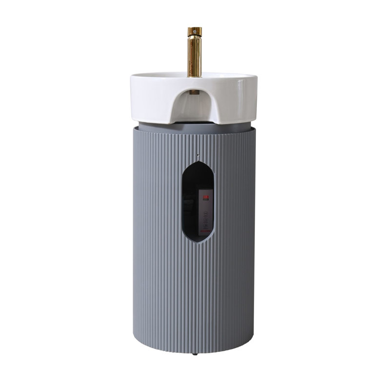 Ensemble de meuble-lavabo simple 16 po avec surface solide 16 po, Gris
