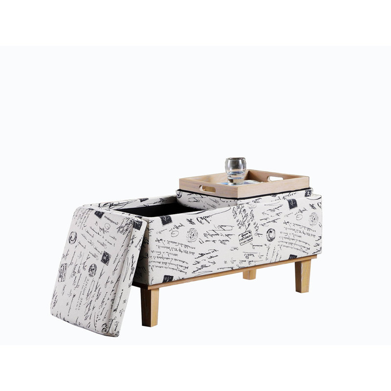 Banc de rangement rembourré Rafal, Lettre au pochoir
