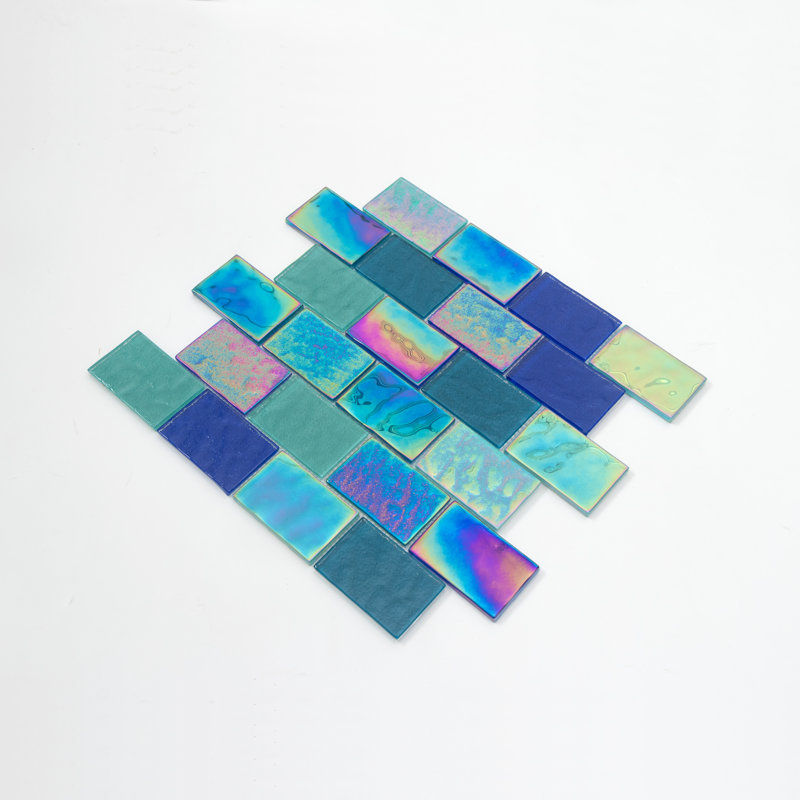 Swimming Pool 2" x 3" Glass Brick Joint Mosaic Tile, Bayside