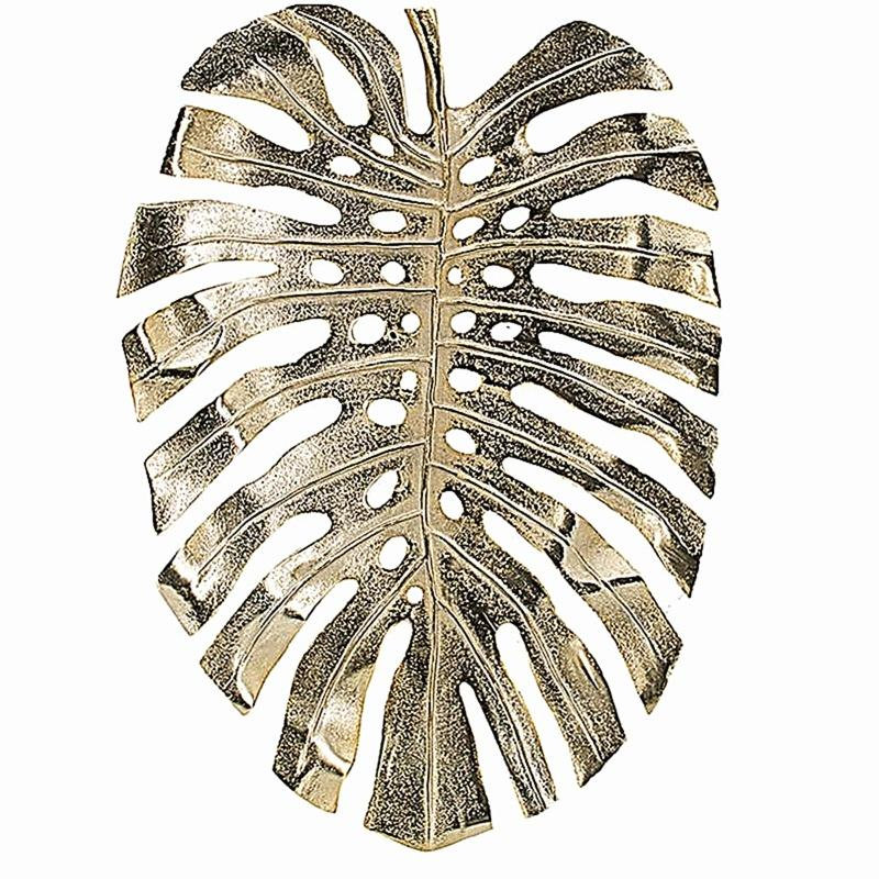 24.8x17.3x2" Gold Monstera Leaf Wall Décor, H 24,8 po x l 17,3 po x P 2 po