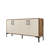 Modern Console Table, Walnut & Cream, 62.9 x 30.7 x 13.8 inches | 100% Melamine Coated Particle Board, Thickness: 0.7 inches | Metal Legs, Plastic Handle, Multiple Shelves for Additional Storage, Stylish & Functional Design-498956493-496852540
