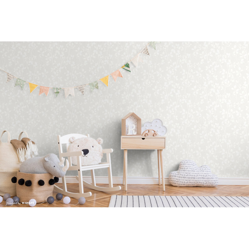 Apollina Leaf Trail 10m x 53cm Wallpaper Roll, White