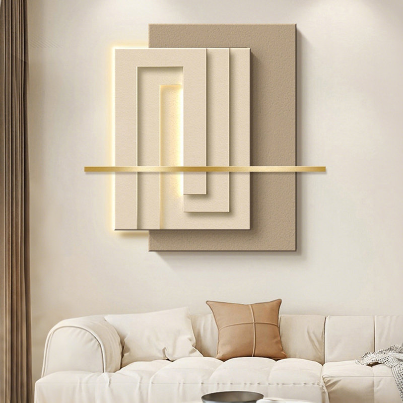 Peinture décorative crème de style grès 3D avec lumières DEL