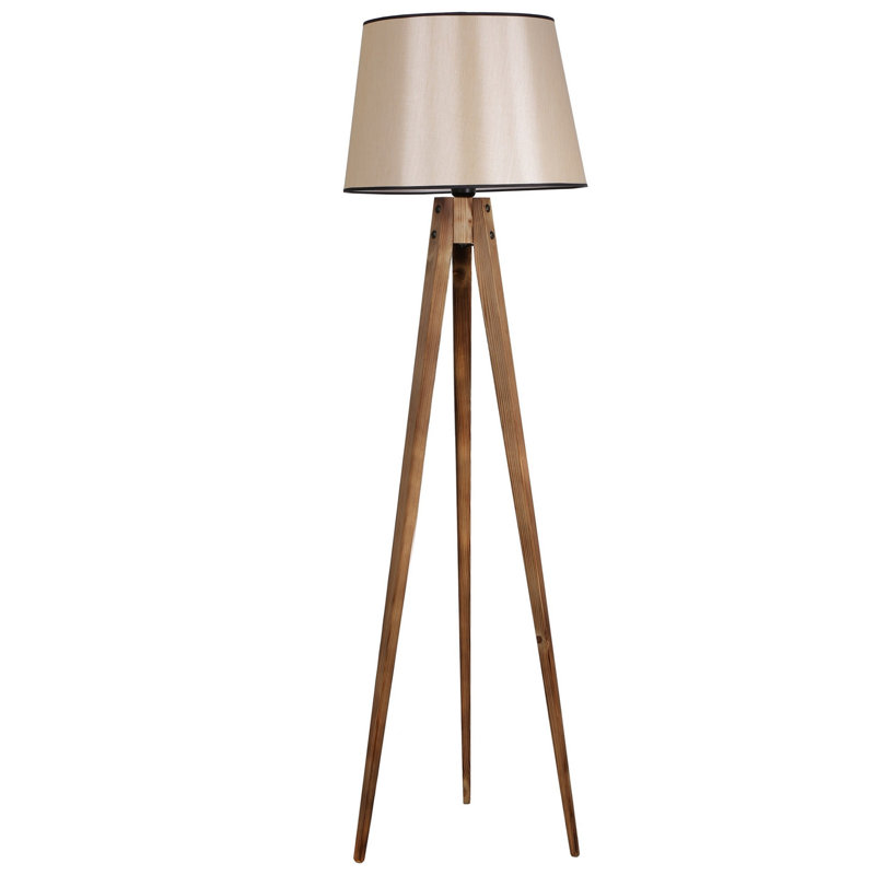 Everett 63" Wood Tripod Floor Lamp, Natural, Brown