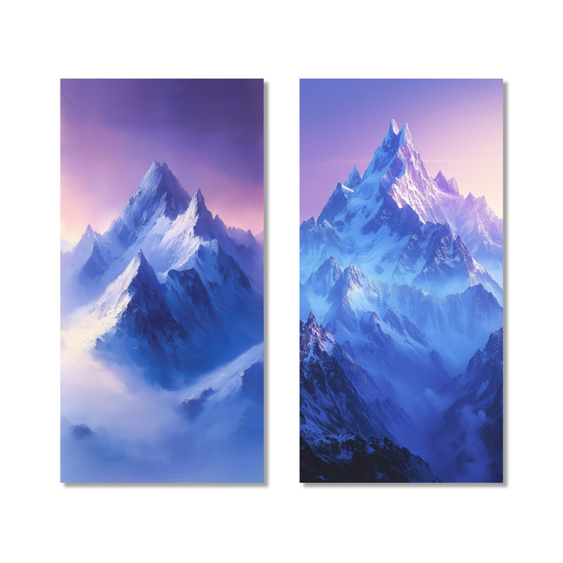 «Alaska Snow Capped Summit at Twilight II», impression d'art mural en métal 2 pièces, 40" H x 40" W