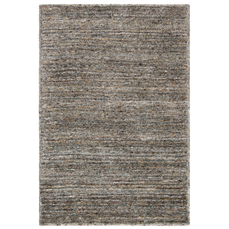 Moniz Hand Tufted Wool/Cotton & Other Fiber Solid Color Rug in Dark Brown, Rectangle 3' x 5'