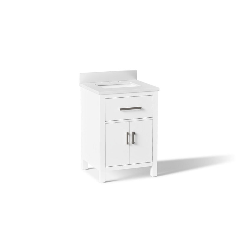 Kresla Meuble-lavabo de salle de bain avec lavabo et comptoir en quartz, Blanc