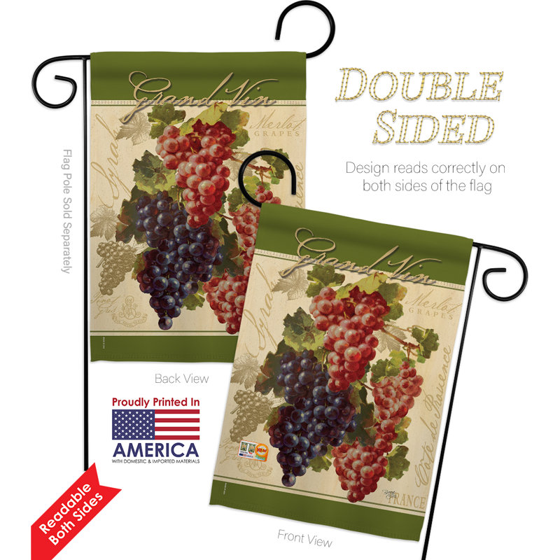 Ensemble de drapeaux décoratifs en polyester 2 faces 19 po x 13 po « grapes »
