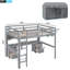 Lit mezzanine avec bureau, armoires, tiroirs et plateau de chevet, station de charge-1312522901